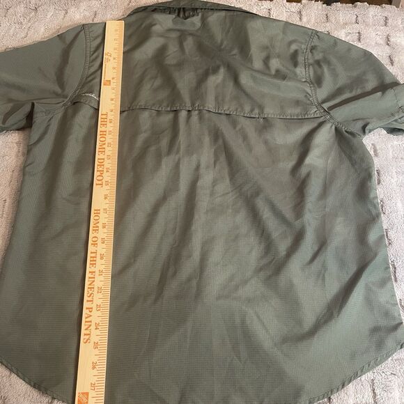 Eddie Bauer Button Down Shirt Mens L Green Performance Vented Hiking Fishing - Picture 11 of 12